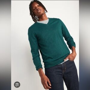Old Navy 100% Men’s Pullover Green V Neck  Sweater Size XL Casual Preppy‎